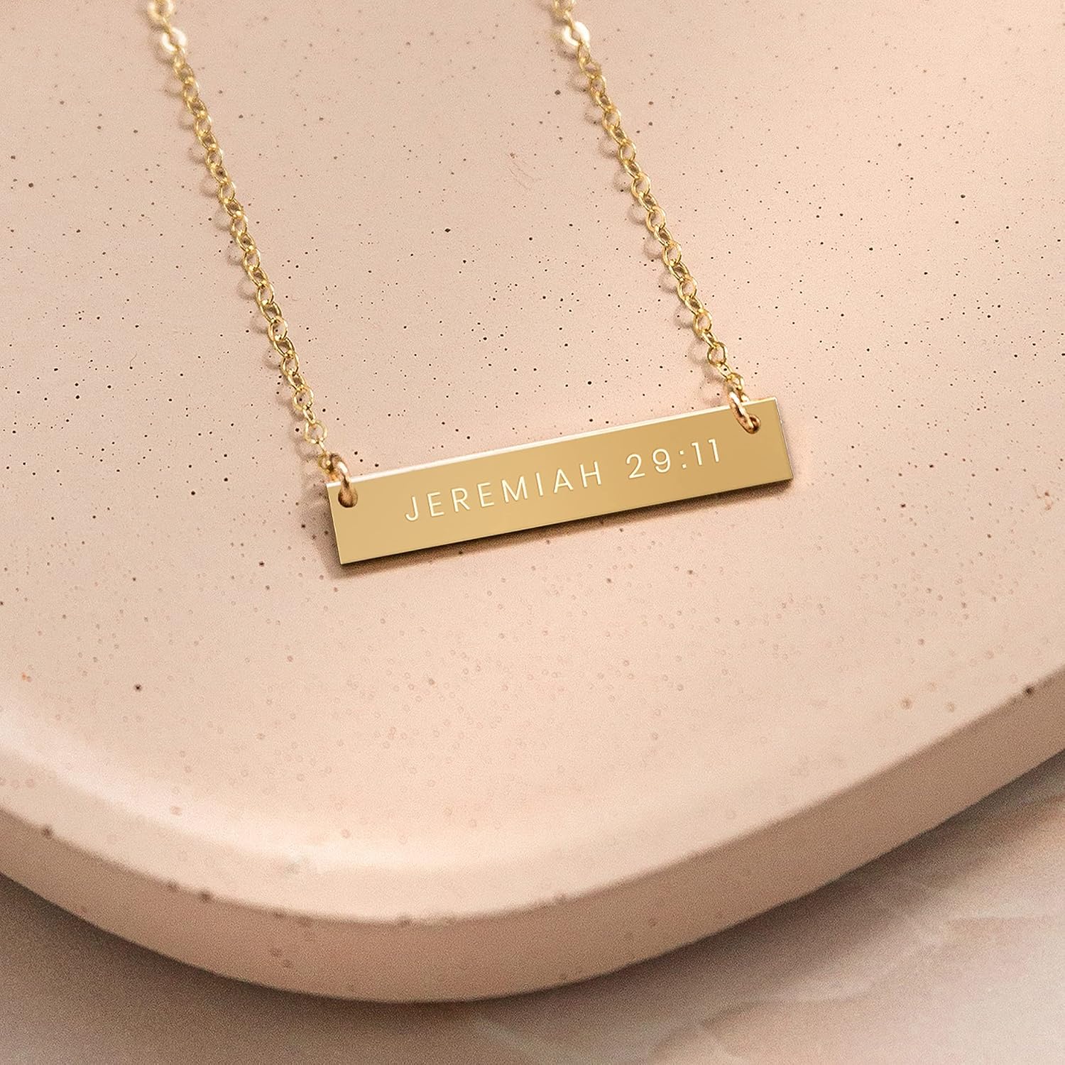 Zen & Zuri Gold Bar Christian Scripture Necklace
